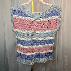 VINTAGE Silk Blend Grandma Core Knit Sleeveless Sweater Vest Petite Large